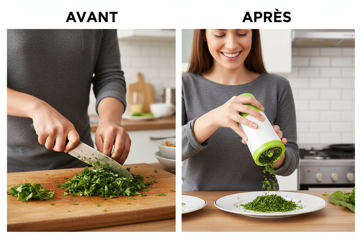 Hachoir à Herbes manuel en acier inoxydable – Moulin à Persil Pratique pour Cuisine Rapide