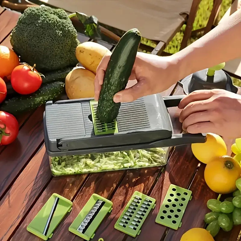 Trancheuse Multifonctionnelle Légumes & Pommes de Terre – Râpe, Coupe-Tranche, Hachoir Manuel Pratique | Accessoire Cuisine Maison
