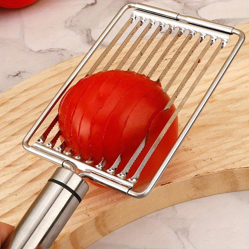 Trancheuse de Tomates en Acier Inoxydable – Coupe Légumes Manuel Rapide pour Fruits, Salades et Sandwichs